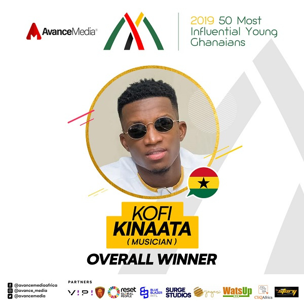 Kofi Kinaata voted 2019 Most Influential Young Ghanaian Overall Winner   2019 50 Most