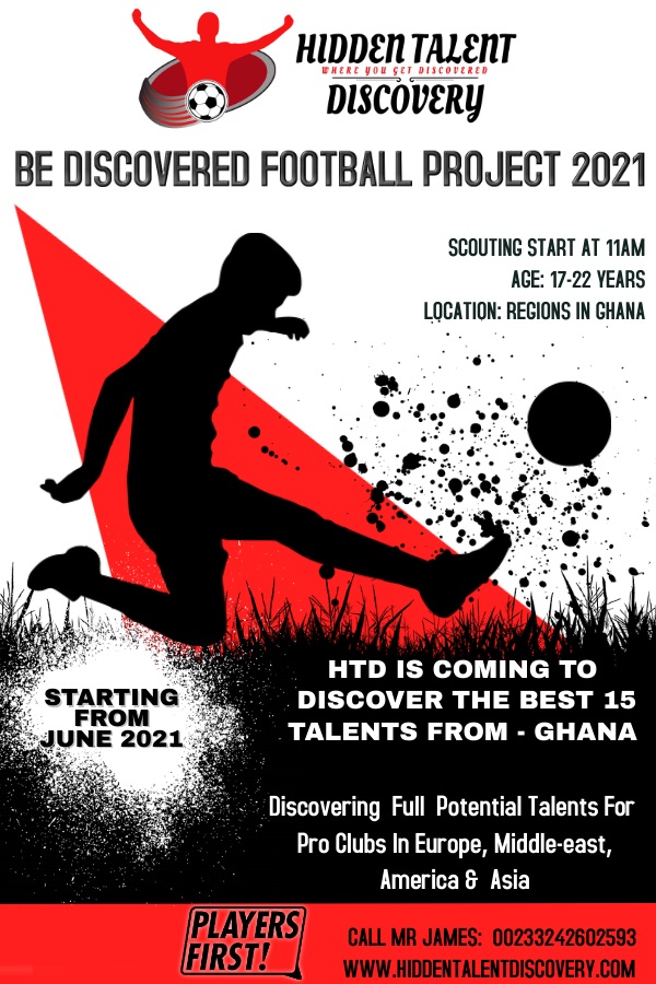 BE DISCOVERED FOOTBALL PROJECT 2021 TO BE HOSTED IN GHANA