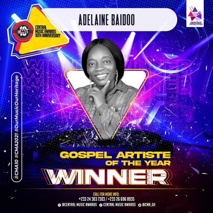 Adeline Baidoo retains Gospel Artiste of the year, Central Music Awards.