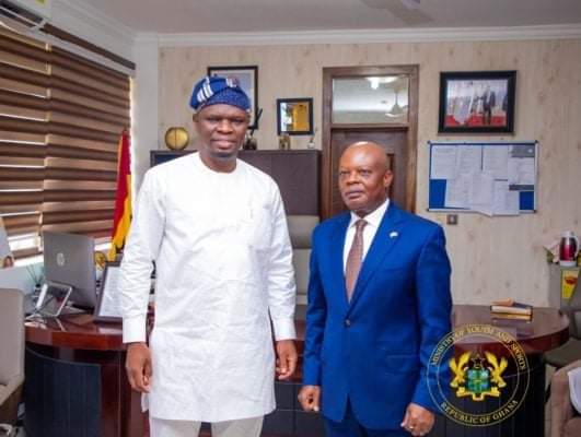 Nigerian High Commissioner to Ghana calls on Minister for Youth and Sports ahead of 2022 World Cup play offs..