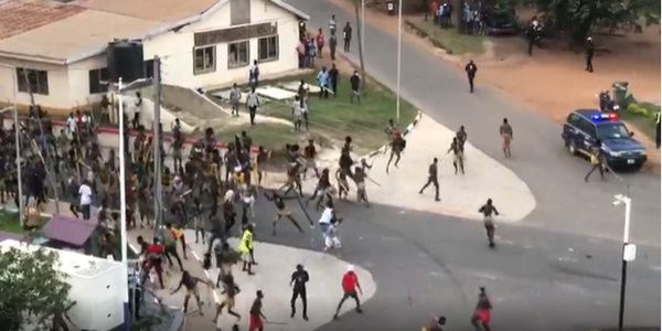 Violent scenes at KNUST as students of Conti, Katanga halls clash