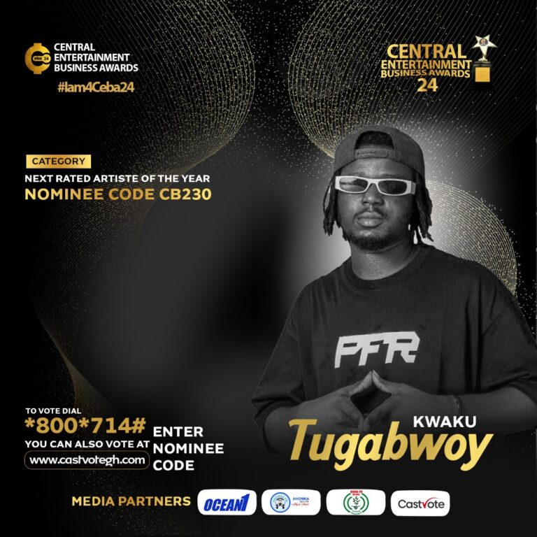 Kwaku Tugabwoy’s first CEBA nomination is here! Recognized for “Next Rated Artiste of the Year”